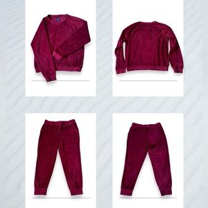 Gap Velour 2 Piece Track Pant Sweater Set Crimson Size Small